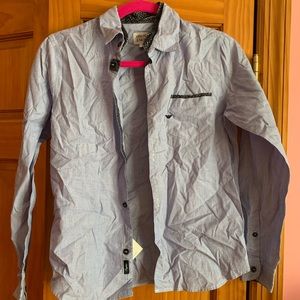 Armani junior boys/unisex button down shirt in blue/grey